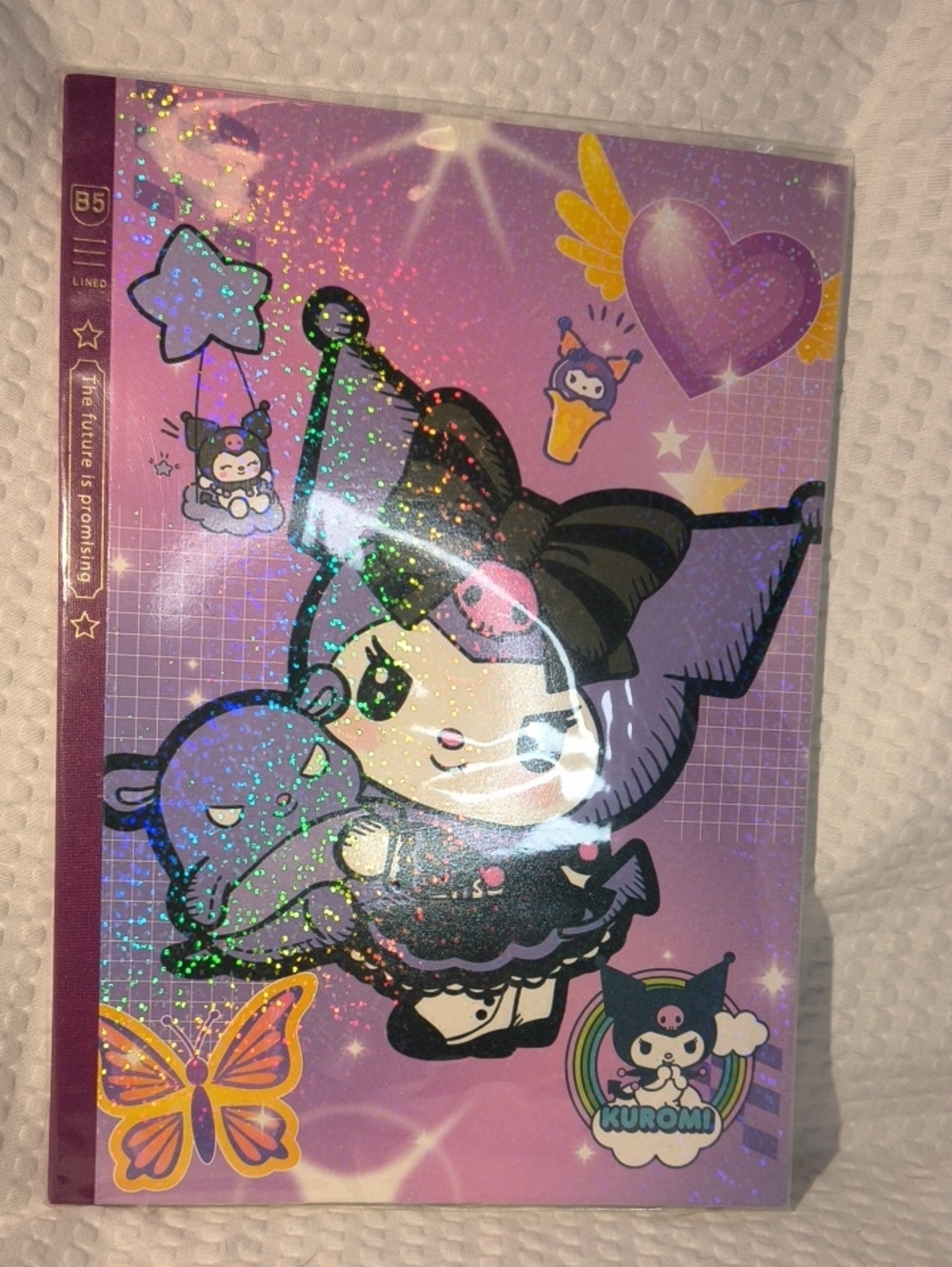 Kuromi Holographic B5 Lined Notebook - Purple